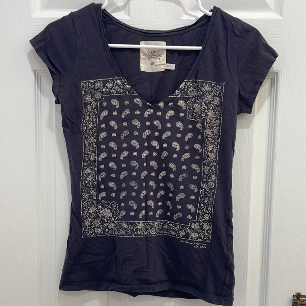 Navy Blue Graphic Women's Top